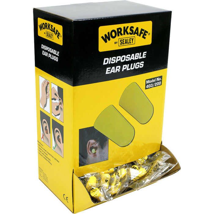 200 PAIRS Disposable Single Use Ear Plugs - Noise Protection - 34dB SNR Rating Loops