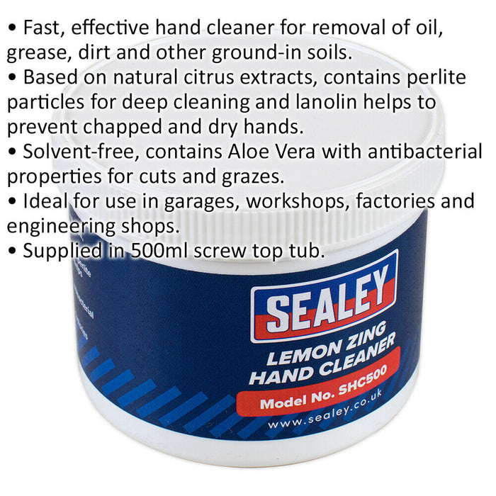 500ml Lemon Zing Hand Cleaner - Oil Grease & Dirt Removal - Solvent-Free Loops