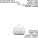 Pendant Ceiling Light Colour White Steel Round Faceted Shade Bulb E27 1x60W Loops