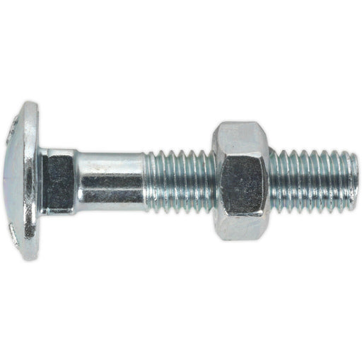 50 PACK Zinc Plated Coach Bolt and Nut - M8 x 40mm - 1.5mm Pitch - DIN 603 Loops