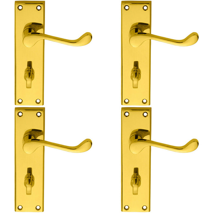 4x PAIR Victorian Scroll Handle on Bathroom Backplate 150 x 43mm Polished Brass Loops