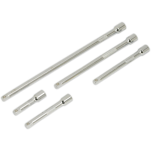 5 Piece Knurled Extension Bar Set - 1/4" Sq Drive - Spring-Ball Socket Retainer Loops