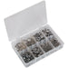 160 Piece Stainless Steel O-Clip Assortment - Single Ear - Various Sizes Loops