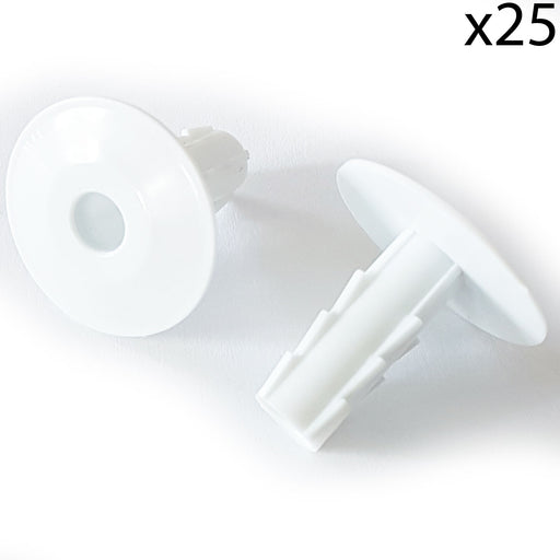 25x 8mm White Single Cable Bushes Feed Through Wall Cover Coaxial Hole Tidy Cap Loops