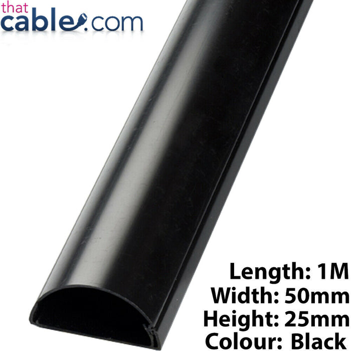 1m 50mm x 25mm Black Scart / Data Cable Trunking Conduit Cover AV TV Wall Loops