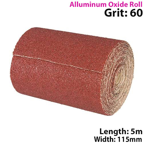 5m 60 Grit Aluminium Oxide Sand Paper Rolls Long Life Sanding Grinding Sheet Loops