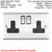 SATIN STEEL Bedroom Socket & Switch Set - 1x Light & 2x Double UK Power Sockets Loops
