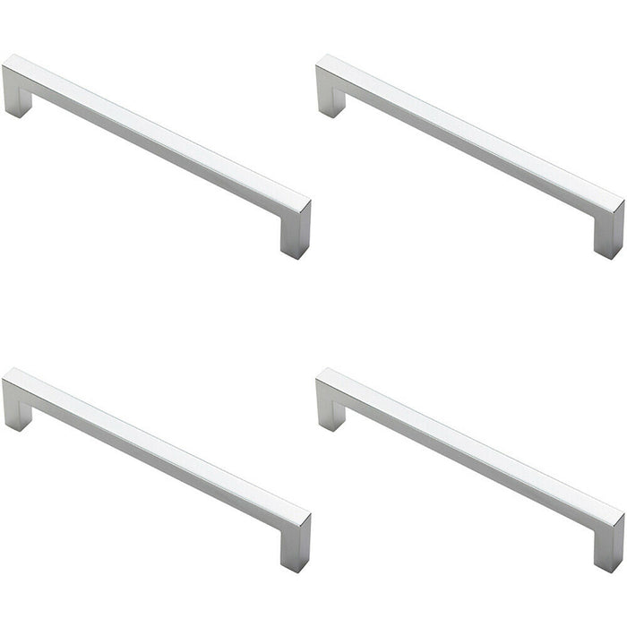 4x Square Block Pull Handle 170 x 10mm 160mm Fixing Centres Polished Chrome Loops