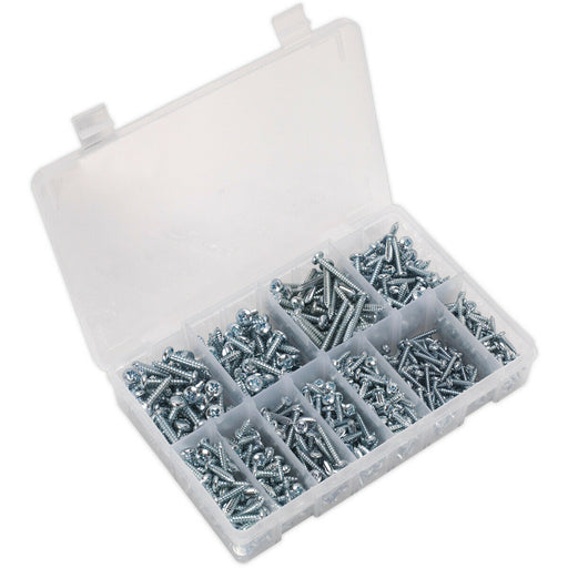700 PACK Self Tapping Screw Assortment - Zinc Pan Head Pozi - Various Sizes Loops