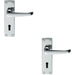 2x PAIR Straight Victorian Handle on Lock Backplate 150 x 42mm Polished Chrome Loops