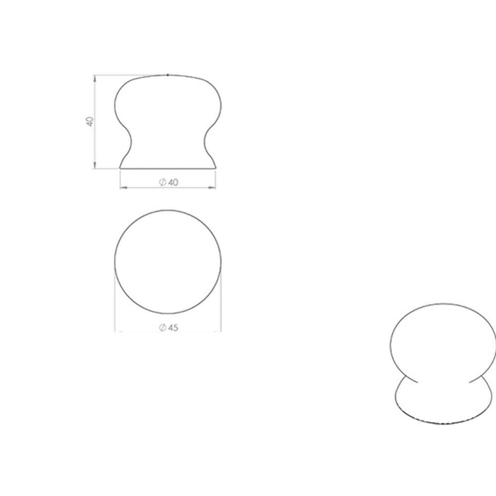 2x Round Porcelain Cupboard Door Knob 43mm Diameter White Antique Cabinet Handle Loops