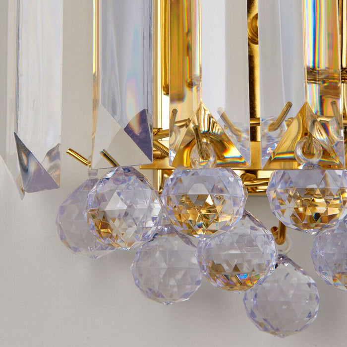 Unique Dimmable Wall Light Brass Clear Acrylic Elegant Chandelier Lamp Fitting Loops