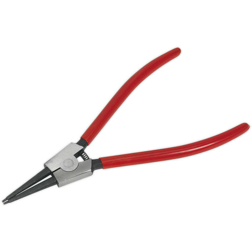 230mm Straight Nose External Circlip Pliers - Spring Loaded Jaws - Non-Slip Tips Loops