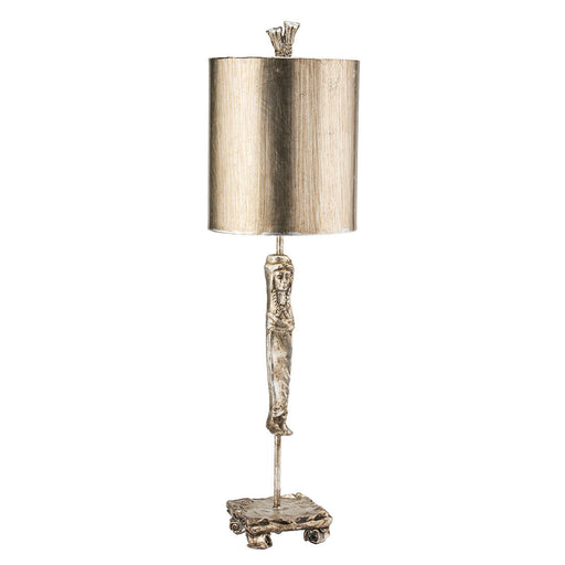Table Lamp Stacked Base Swivel Feet Sculpted Metal Stem Aged Silver LED E27 60W Loops