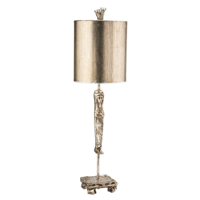 Table Lamp Stacked Base Swivel Feet Sculpted Metal Stem Aged Silver LED E27 60W Loops
