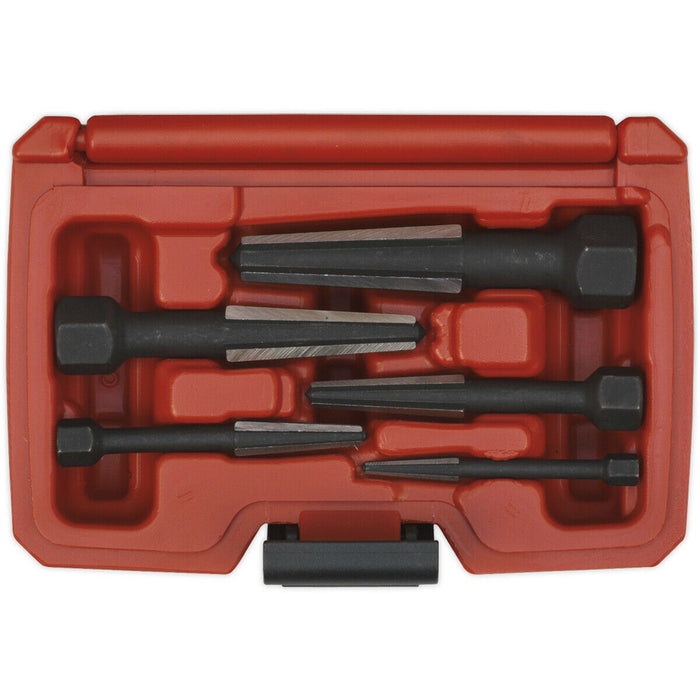 5 Piece Double Edge Screw Extractor Set - Damaged Bolt & Screw Extraction - Case Loops