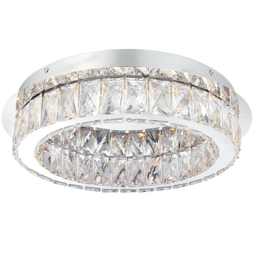 Flush Ceiling Mount Light Chrome & Acrylic Round Modern Crystal LED Ring Lamp Loops
