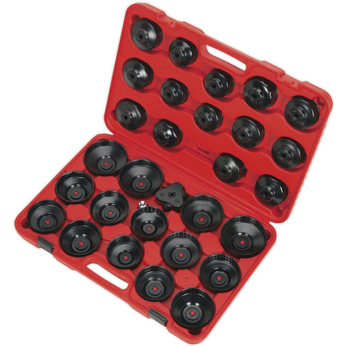 30 Piece Oil Filter Cap Wrench Set - 3/8" & 1/2" Sq Drive - Rust Protection Loops