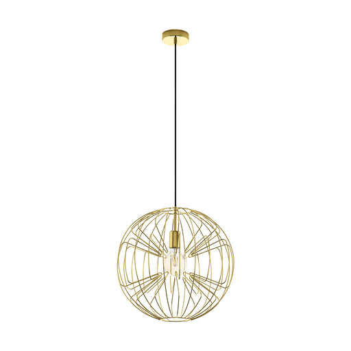 Pendant Ceiling Light Colour Brass Shade Circular Open Wire Frame Bulb E27 1x60W Loops