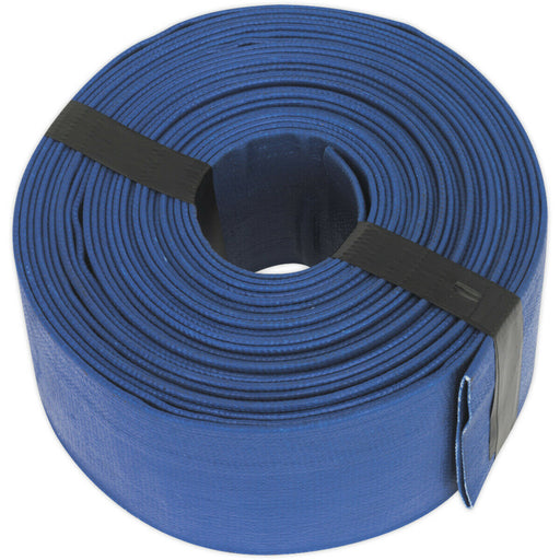 Reinforced PVC Layflat Hose - 50mm Dia - 10m Length - Water Discharge Hose Pipe Loops