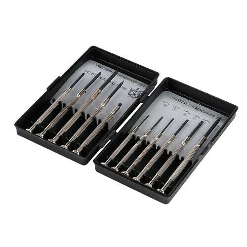 11 Piece Jewellers Screwdriver Set Philips & Slotted 1mm 3mm Scratch Awl Loops