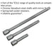 3 Piece Steel Extension Bar Set - 1/4" Sq Drive - Spring-Ball Socket Retainer Loops