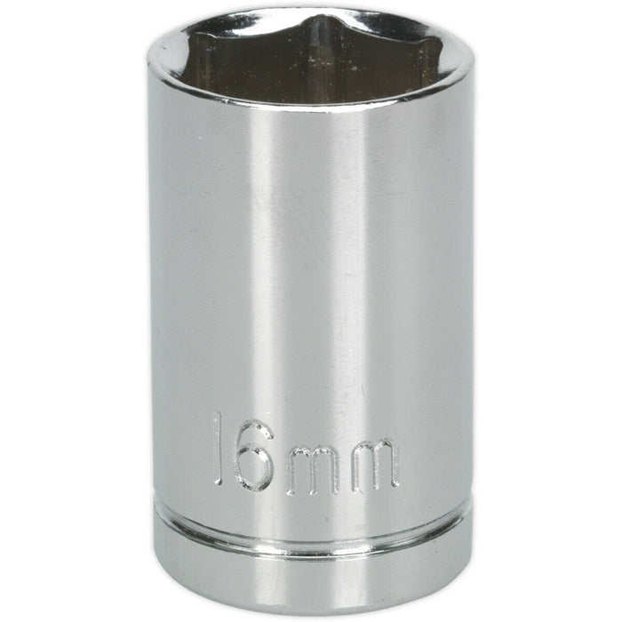 16mm Chrome Plated Drive Socket - 1/2" Square Drive - High Grade Carbon Steel Loops
