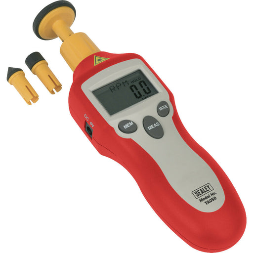 Digital Tachometer Laser Instrument - Rotational Speed Measuring Tool - Battery Loops