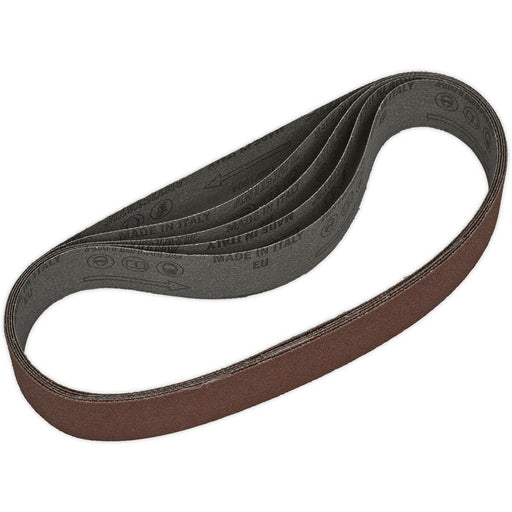5 PACK - 30mm x 540mm Sanding Belts - 80 Grit Aluminium Oxide Cloth Backed Loop Loops
