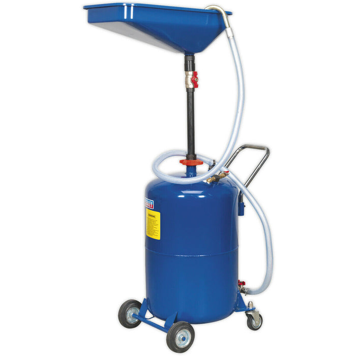 65L Mobile Oil Drainer with Air Discharge - Height Adjustable - Level Indicator Loops