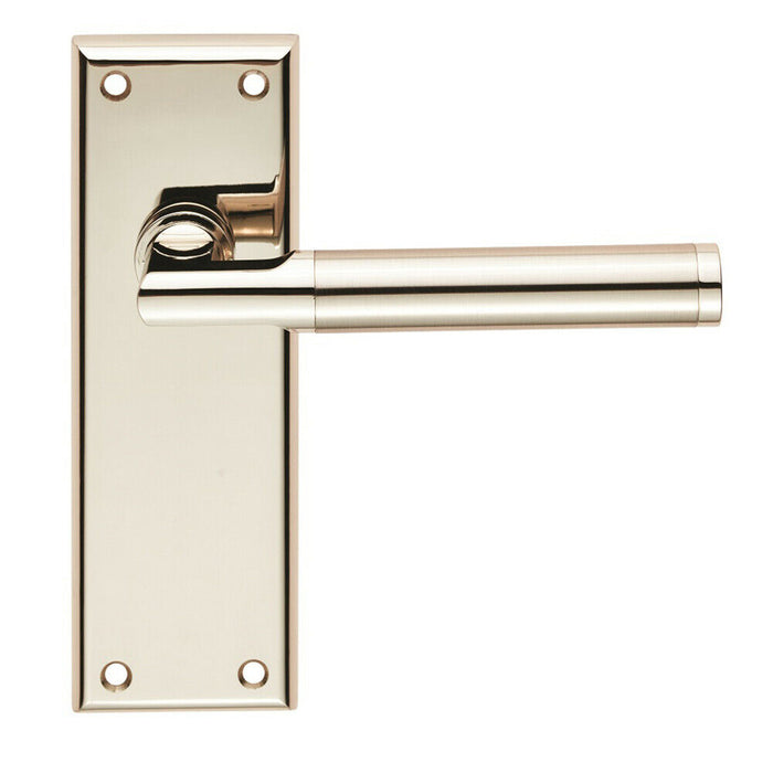 Round Bar Section Handle on Latch Backplate 150 x 50mm Polished Satin Nickel Loops