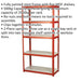 Warehouse Racking Unit with 5 MDF Shelves - 500kg Per Shelf - Steel Frame Loops