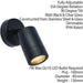 IP44 Outdoor Adjustable Spotlight Matt Black GU10 Dimmable Accent Downlight Loops
