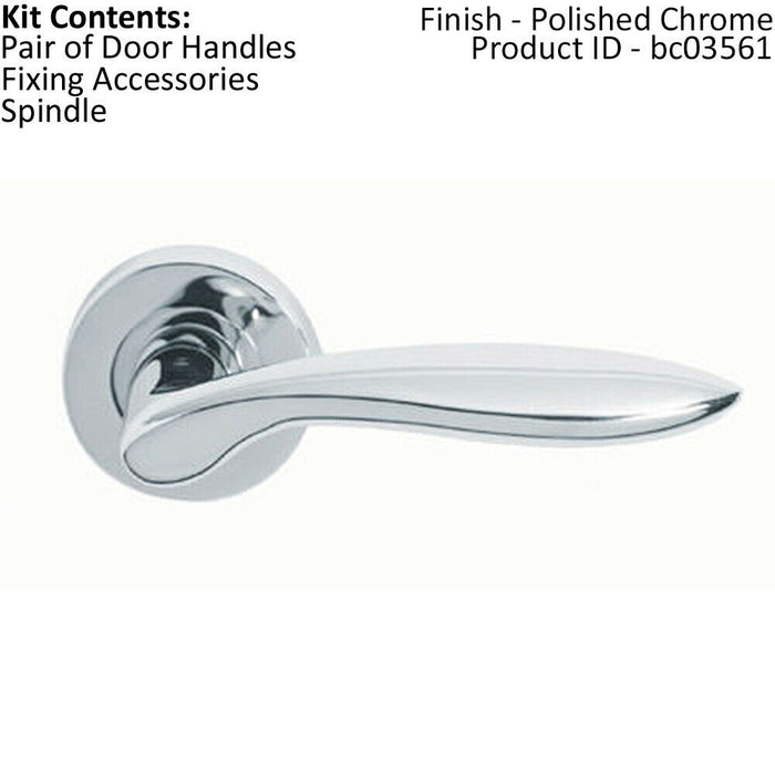 PAIR Smooth Ergonomic Handle on Round Rose Concealed Fix Polished Chrome Loops