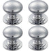 4x Victorian Round Cupboard Door Knob 42mm Dia Polished Chrome Cabinet Handle Loops