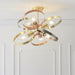 Semi Flush Ceiling Light - Satin Brass & Brushed Copper Plate - 6 x 40W E27 GLS Loops