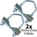 2x Heavy Duty Jaw V Bolts up to 2 Inch Aerial Pole Mast Outdoor U Bolt Clamp Loops