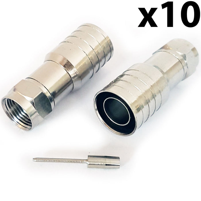 10x PRO Outdoor CT165 WF165 F Type Hex Crimp Connector Plug Thick Coax Cable Loops