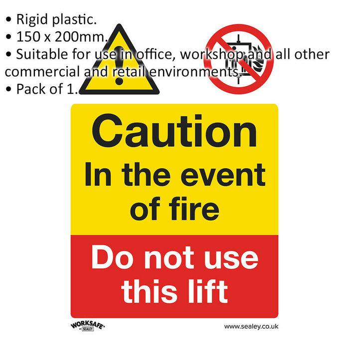 1x DO NOT USE THIS LIFT Health & Safety Sign Rigid Plastic 150 x 200mm Warning Loops
