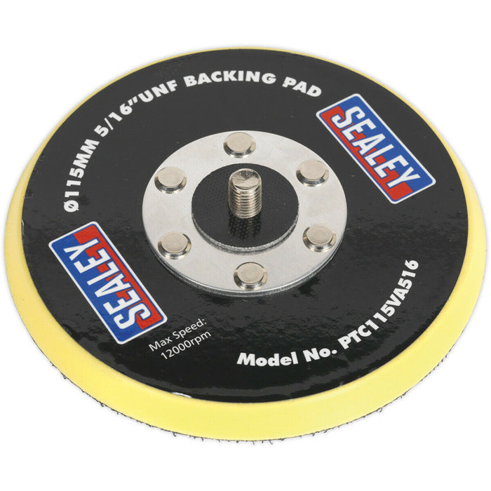 115mm Hook and Loop Backing Pad - 5/16 Inch UNF Thread - Buffing and Polishing Loops