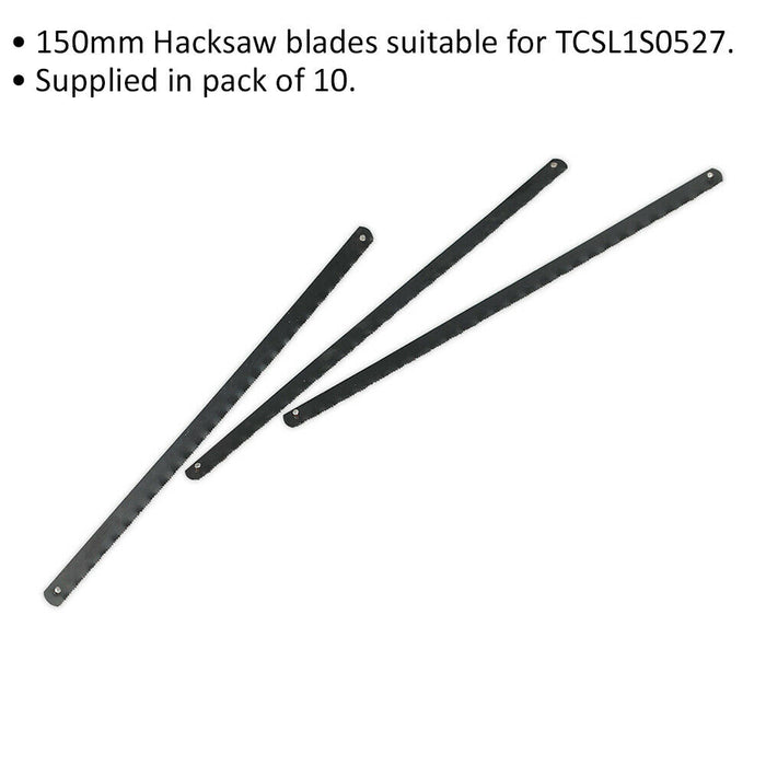 10 PACK - 150mm Junior Hacksaw Blades - HSS Bi-Metal Multi Material Cutting Loops