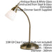 2 PACK | Touch Dimmer Table Lamp Light Antique Brass & Glass Shade Reading Task Loops