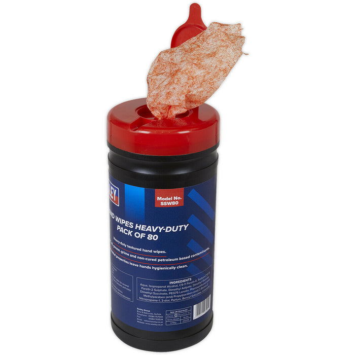 Heavy Duty Hand Wipes - Contains 80 Textured Wipes - Removes Dirt Oil & Grease Loops