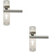 2x Mitred T Bar Lever Door Handle on Euro Lock Backplate 172 x 44mm Satin Steel Loops