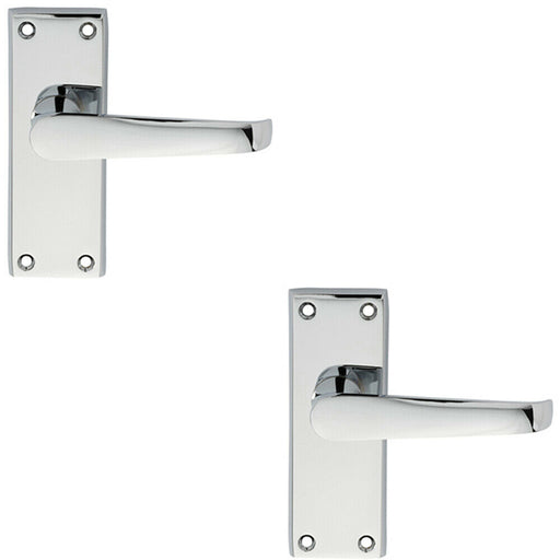 2x PAIR Straight Handle on Short Latch Backplate 118 x 42mm Polished Chrome Loops