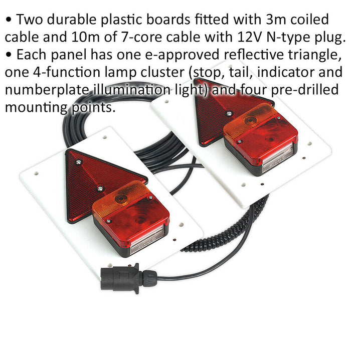 2 Piece Lighting Board Set with 10m Cable & 12V Plug - Light Cluster & Reflector Loops