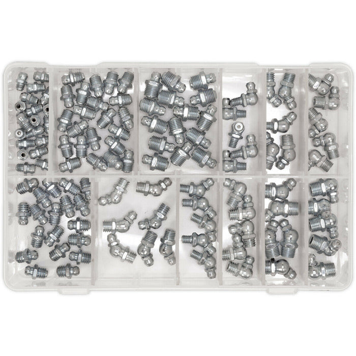 115 Piece Grease Nipple Assortment - Straight 45° & 90° - Metric Sizing Loops