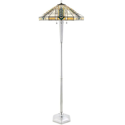 1.6m Tiffany Multi Light Floor Lamp Aluminium & Stained Glass Shade i00020 Loops