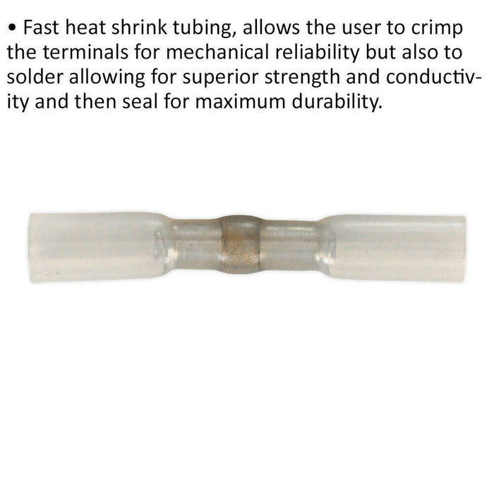 25 PACK Clear Heat Shrink Butt Connector - Crimp and Solder - 16-14 AWG Cable Loops