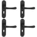 4x PAIR Smooth Rounded Handle on Shaped Lock Backplate 185 x 42mm Matt Black Loops